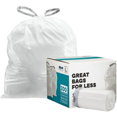 Plasticplace Custom Fit Trash Bags Compatible with simplehuman Code L, 200 Count