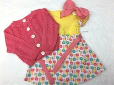 American Girl Kit Photographer Outfit~Dress~Sweater/Cardigan~Hair bow~never worn