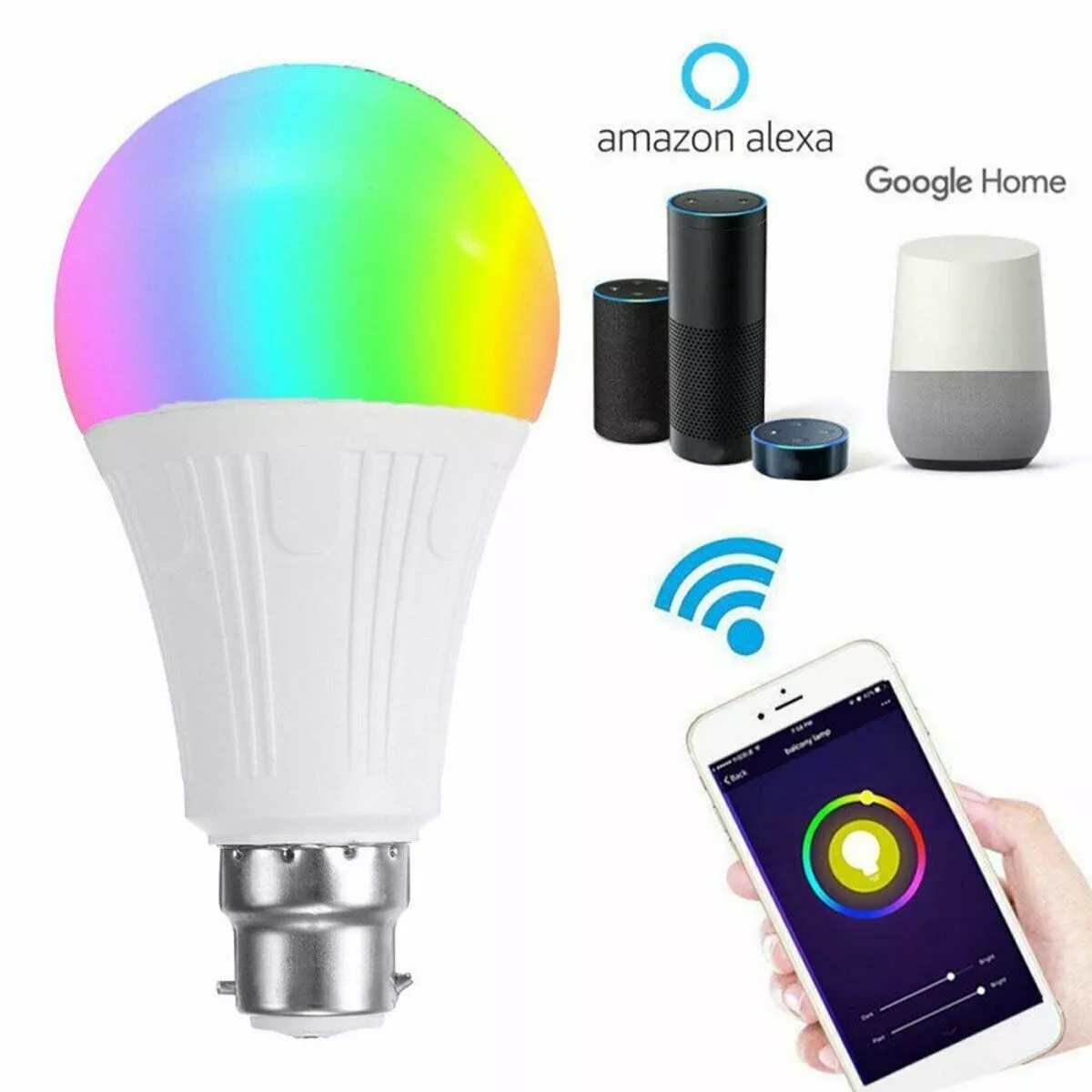 B22 WiFi Smart APP Control LED Light Bulb Globe For Alexa Google