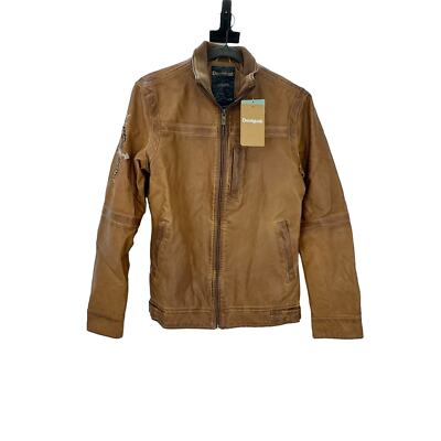 Desigual Chaq Alberto Full Zip Leather Jacket Long Sleeve Tan Size XXL NWT