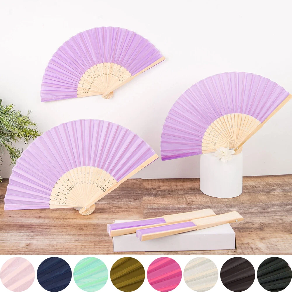 5 Handheld Silk Folding Fans Decorative Wedding Favor Party Events Decorations