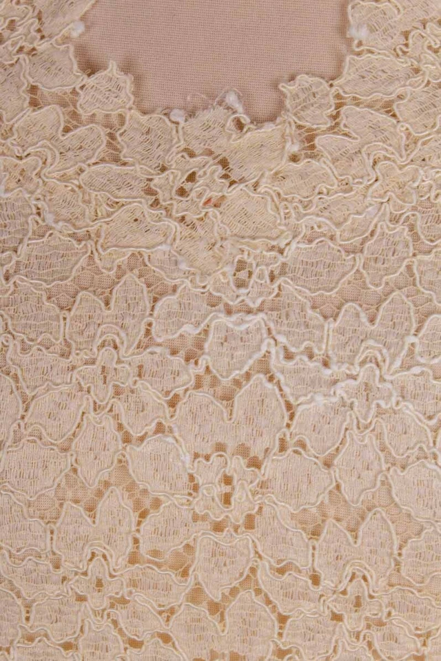 Vintage Orig 60S Top Crema Bianco Pizzo Rockabella Trasparente M - Immagine 3 di 4