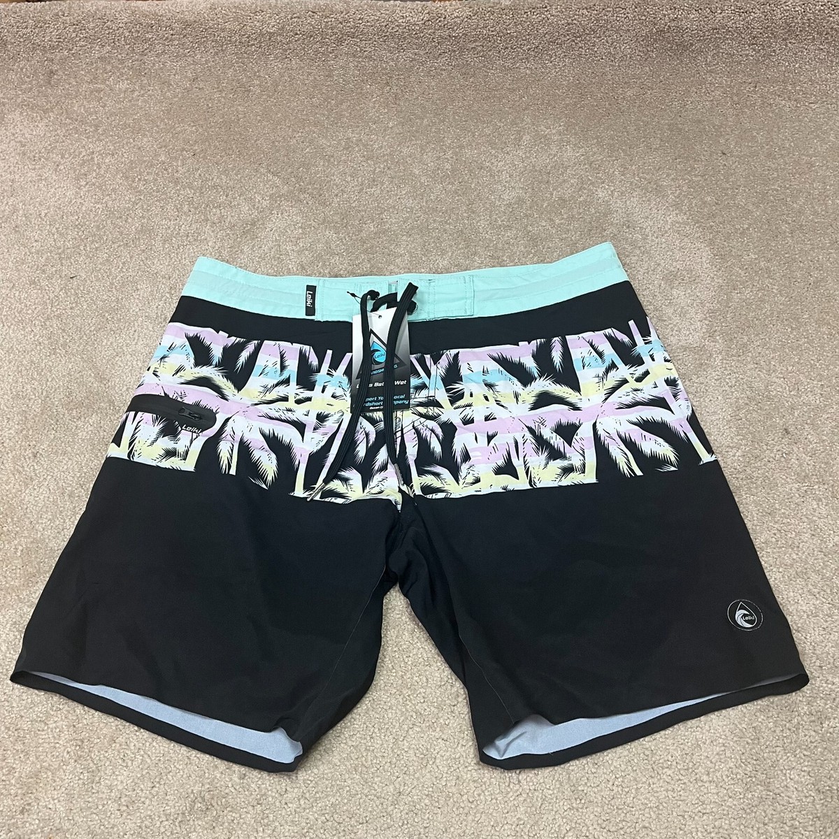 Leiki Board Shorts Men's Multicolor Size 34 Drawstring NWT