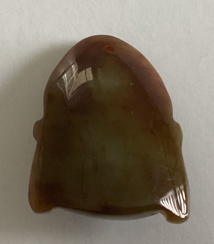 Green w/Brown Accents One Sided Jadeite Laughing Budda Head Translucent Pendant - Picture 3 of 7