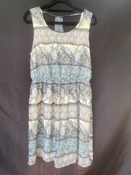 Mini Dress Casual Sleeveless Printed Sundress, one size fits most, elastic waist