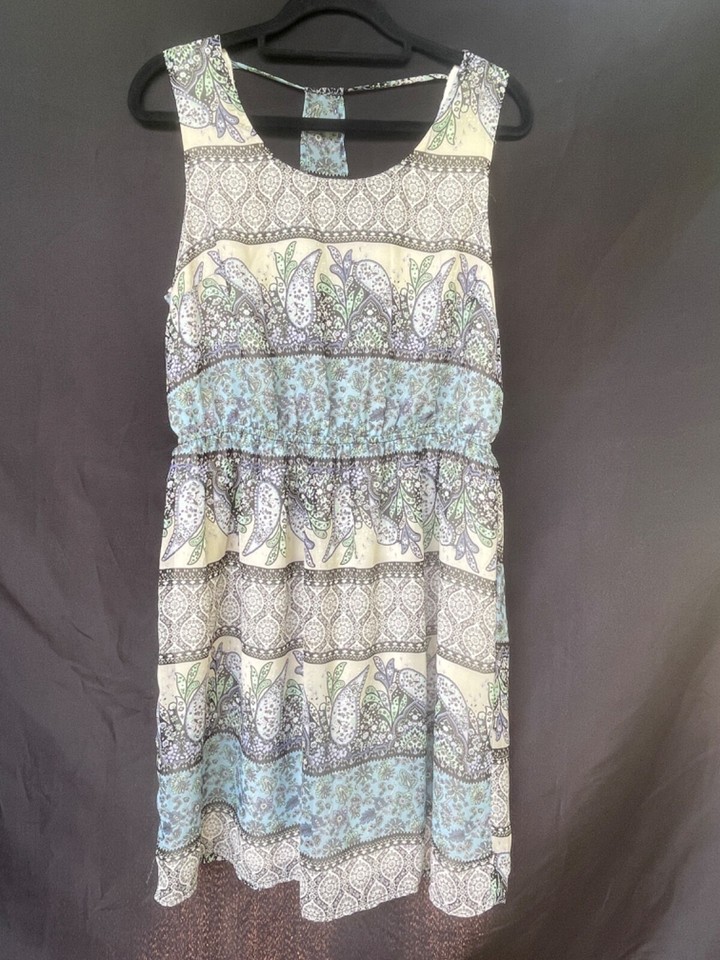 Mini Dress Casual Sleeveless Printed Sundress, one size fits most, elastic waist