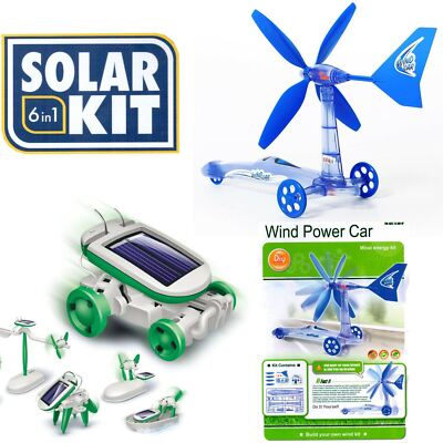 Solar Powered Robot Kit 6-in-1 or Wind Car DIY STEM Science Toy for Kids