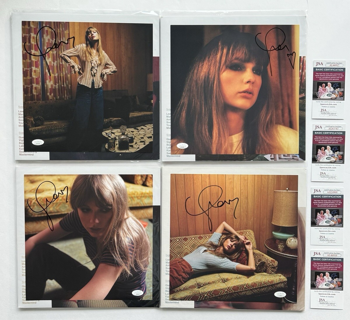 Taylor Swift Signed Midnights Vinyls Complete Set Of 4 JSA COA