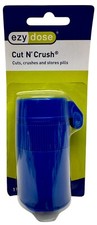 EZY DOSE Cut N' Crush Pill Cutter, Crusher  Storage All In One NEW IN BOX Blue