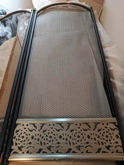 Homebasix 3 Panel Fire Screen Antique Brass Fireplace Screens For