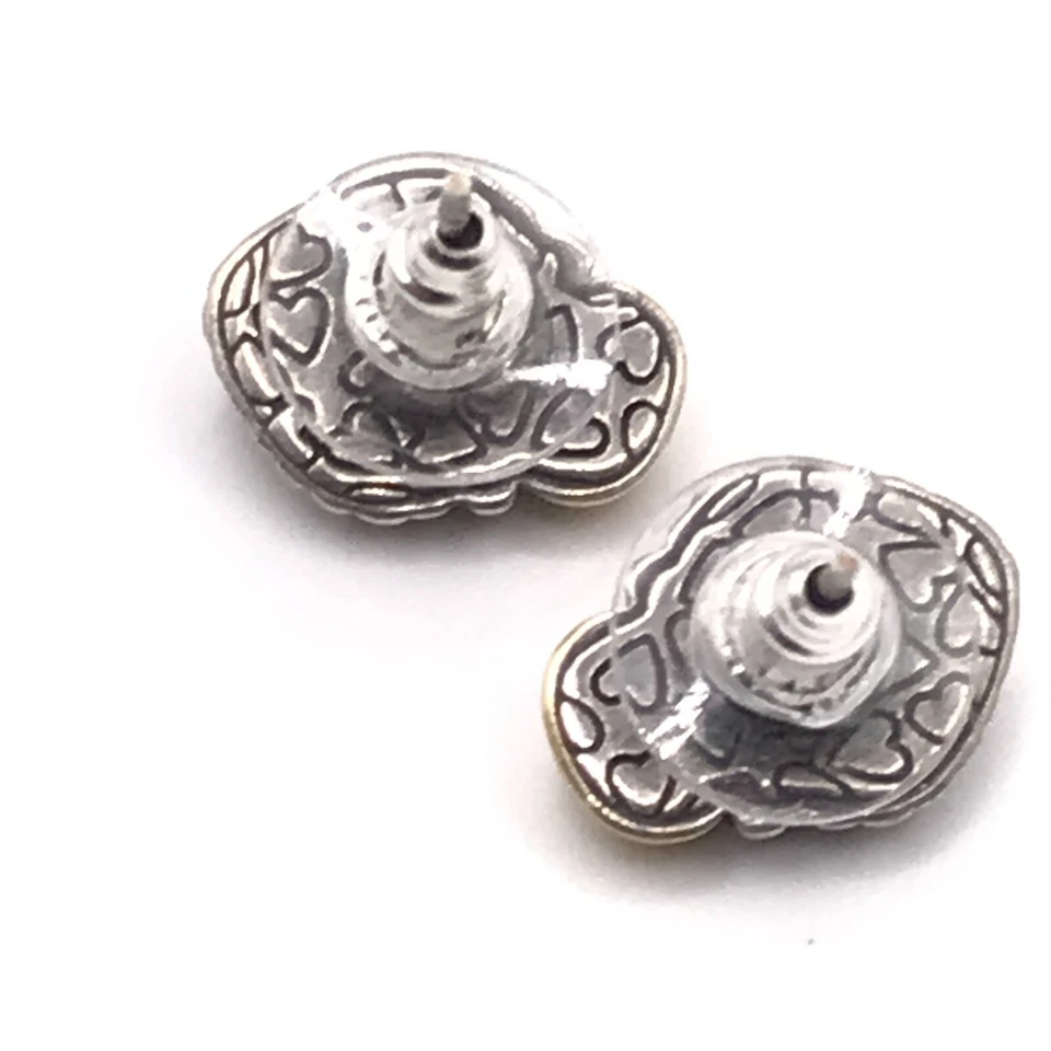 Pendientes Brighton placa de oro y plata perno perforado aspecto vintage Foto 4 de 4