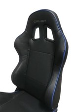 Cipher Auto Black Leatherette Wblue Piping Universal Racing Seats Pair New Cipher Auto Black Leatherette Wblue Piping Universal Racing Seats Pair New