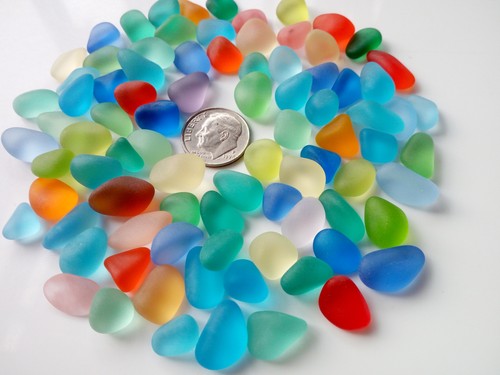 Medium 10-16 mm Undrilled Beach Glass Sea Glass Beads For Jewelry Use - Picture 2 of 64