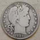 1903-S Barber Half Dollar 50c Nearly F as Pictured