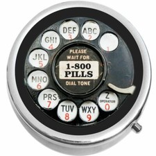 Rotary Dial Phone Medicine Vitamin Pill Box