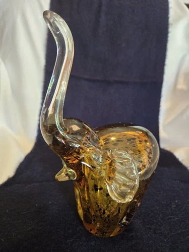 Vintage Murano Style Handmade Blown Art Glass Elephant Figurine About 8 Inches