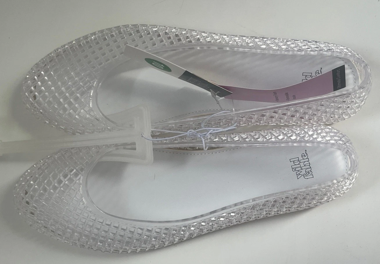 NWT Wild Fable Clear Jelly Flats 9,10,11 Woven Mesh Pointed Toe Slip-On Target