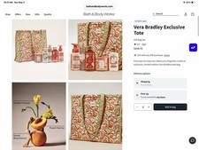 Vera Bradley x Bath  Body Works Peach Blossom Nectar Gift Set Tote Bag Bundle  