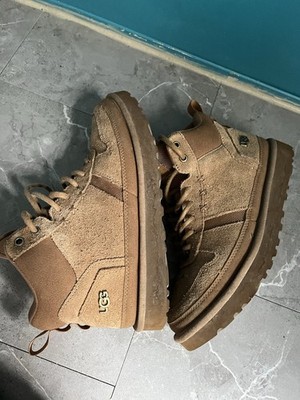 UGG Men's Brown Suede Ankle Boots Lace-Up Round Toe Rubber Sole Casual