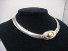 VINTAGE KJL FOR AVON OMEGA NECKLACE DUAL TONE SILVER GOLD ESTATE — photo 3