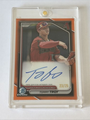 #ad 2024 Bowman Chrome Tommy Troy Orange Parallel Auto #23 25 Diamondbacks $100.00