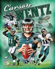 Carson Wentz Poster Philadelphia Eagles Football Collage Wall 12x8in Metal Sign