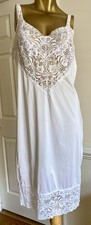 VTG Vanity Fair White Satiny Lace Slip Dress Romantic Bridal Size 38 L Pin up
