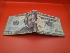 Men's Leather Wallet 20 Dollar Bill Print Bi-Fold