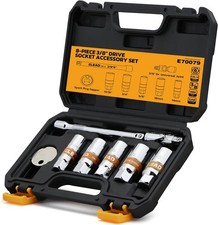 8-piece Spark Plug Socket Set With Extension Bar 38 Drive Cr-v Sockets 8-piece Spark Plug Socket Set With Extension Bar 38 Drive Cr-v Sockets