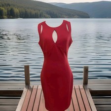 Guess Women's Red Sleeveless Keyhole Neckline Dress Size 4 Cocktail Party
