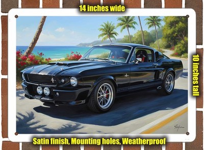 Metal Sign - 1967 Ford Mustang 22 Oil Painting - 14x10