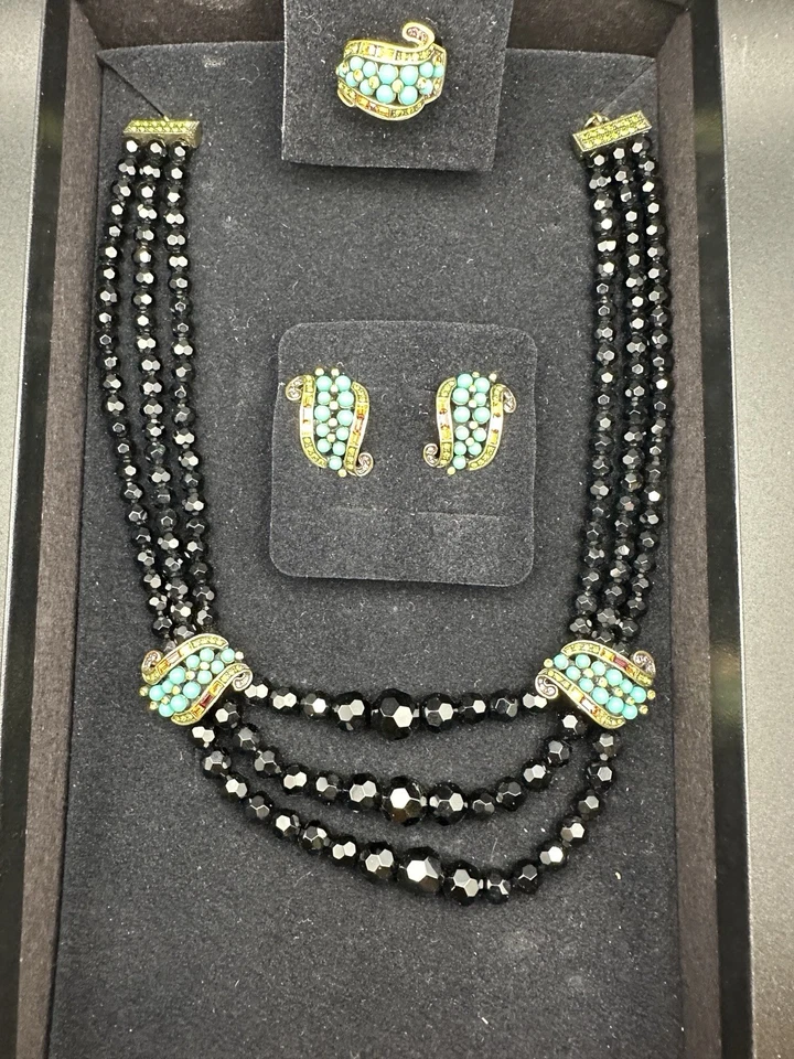 Heidi Daus Collar, Clip Pendientes y Anillo (talla 9) Set-Turquesa, Rubí, Naranja Foto 2 de 4