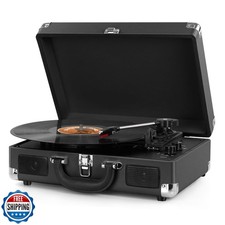 Vinyl Record Player Wireless Turntable Bluetooth 3-Speed Portable Vintage Sui