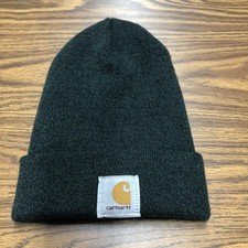 Carhartt Beanie Hat Mens One Size Green Knit Cuffed Winter Warm Outdoor Casual
