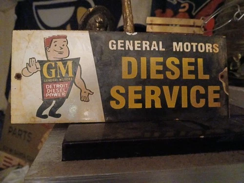 Vintage Old General Motors Sign - Detroit Diesel Trucks Porcelain Metal Sign