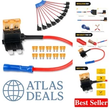 10-Pack 12V Car Fuse Tap Adapter with 5 Amp Blade Fuse Set - Easy Install