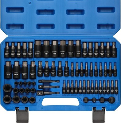 71-Piece 1/4'',3/8'' & 1/2'' Drive Torx Bit & Hex Bit Socket Set, Master SAE/Metric