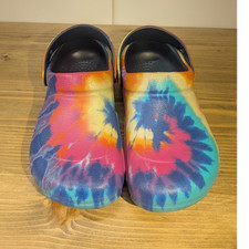 Crocs Classic Tie-Dye Unisex Slip-On Sandals Multicolor Logo US W8 M6