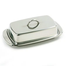 Norpro Stainless Steel Covered Butter Dish, 6 x 3 ½ Inches