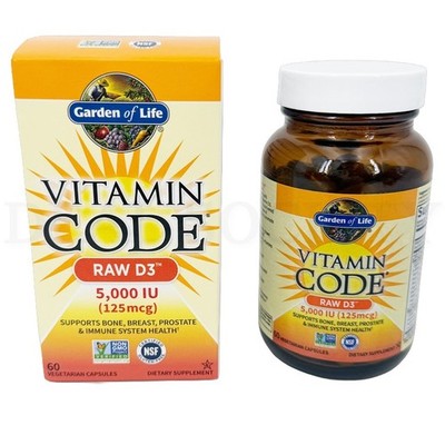 Garden of Life Vitamin Code Raw D3 5000 IU 60 Vegetarian Capsules