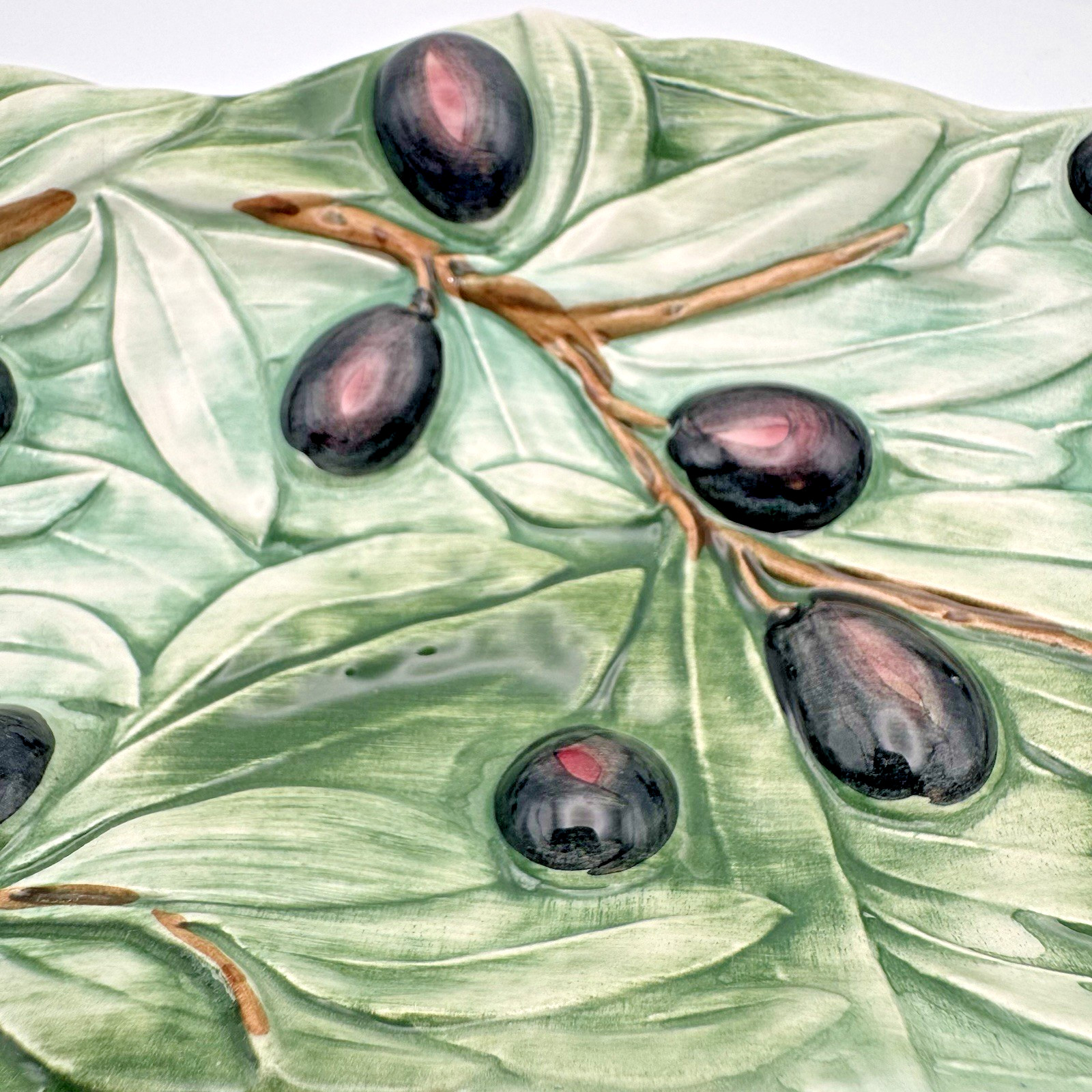 Italian Ceramic Olive Branch Serving Plate Dish 10in, Numbered