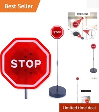 Portable LED Stop Sign with Bumper Contact Sensor for Garage Safety - 1 Pack