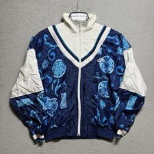 Vintage Nike Swoosh Windbreaker Jacket Blue Black Full Zip Size M Made In Taiwan