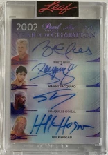 2021 Leaf Quad Auto 2/2 Shaquille O'Neal Brett Hull Manny Pacquiao Hulk Hogan