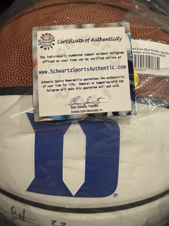 Christian Laettner Autographed Duke Blue Devils Basketball THE SHOT JSA COA - Image 2 of 3