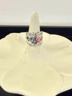 Vintage Vargas Sterling Silver Floral Guilloche Enamel Cigar Band Ring