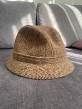 Vintage Kangol Wool Tweed Herringbone Hat Mens Size Large Brown