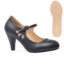 Chase & Chloe Kimmy-21 Women's Round Toe Pierced Mid Heel Mary Jane Style Dress