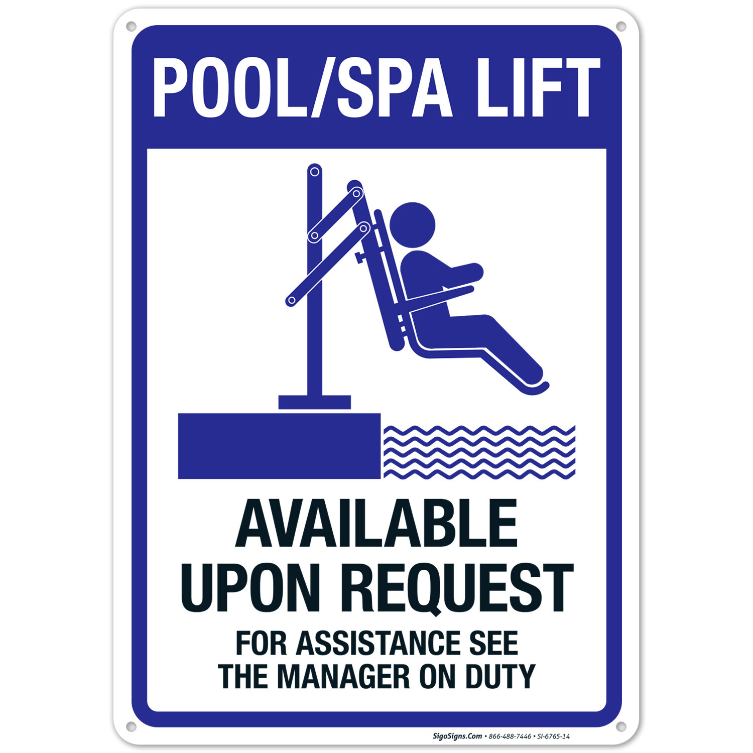 Aviso disponible bajo petición letrero, letrero de piscina, (SI-6765)