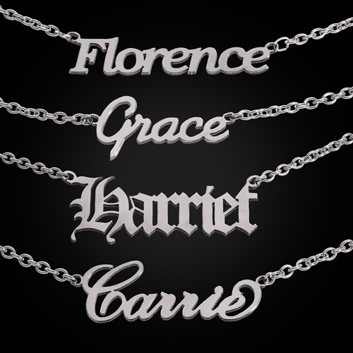 Personalized Name Pendant Necklace Chain Stainless Steel Customized Font Jewelry